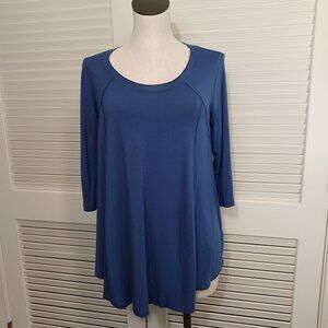 Soft Surroundings Blue Pullover Long Sleeve Swing Top
